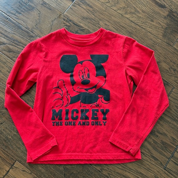Disney Junior red Mickey Mouse thumbs up long sleeve tshirt - Picture 1 of 3